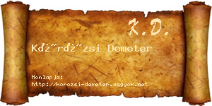 Körözsi Demeter névjegykártya